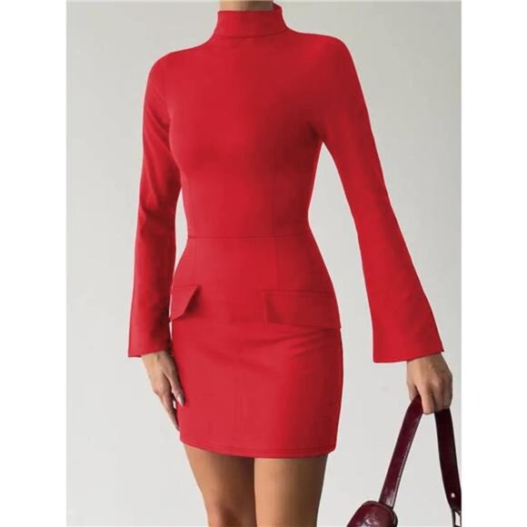 Long Sleeve Bodycon Mini Dress with Pockets - Picture 6 of 16
